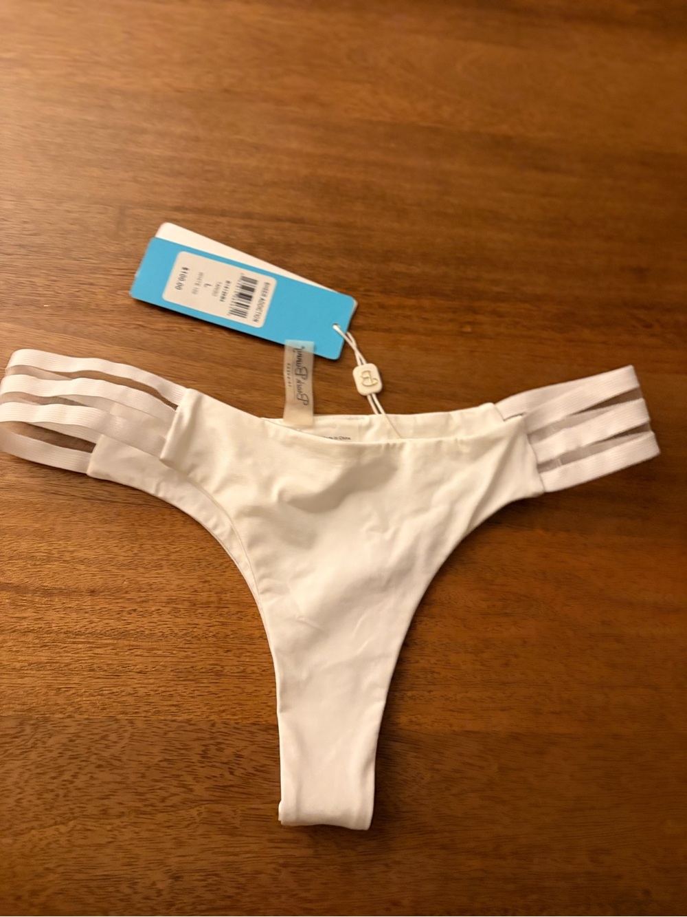 Beach Bunny White Strappy-Side Bikini Bottom
